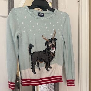 EXCELLENT CONDITION Lands' End Girls Mint Sweater CHRISTMAS DESIGN